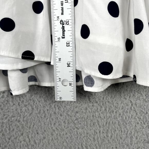 J Crew Dress Womens 6 White Black Polka Dot Faux Wrap Mini Cap Sleeve Ruffle - Picture 10 of 10